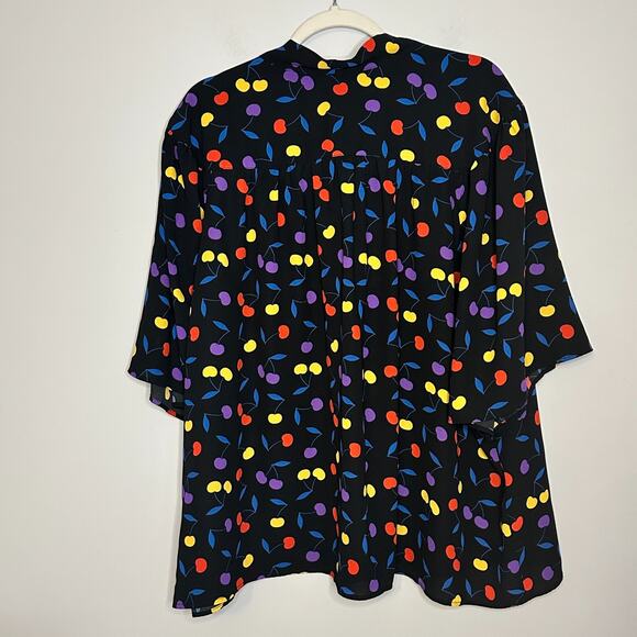 Modcloth Cheers for Cherries Tie Neck Blouse 3X Art Inspired Artsy Multicolor - Picture 10 of 10